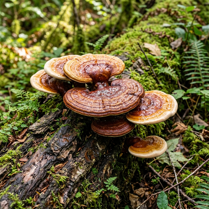 Reishi mushroom, glossy red cap
