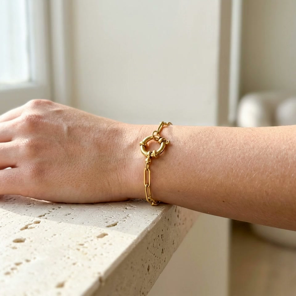 The bracelet on a wrist: clasp, spring-ring