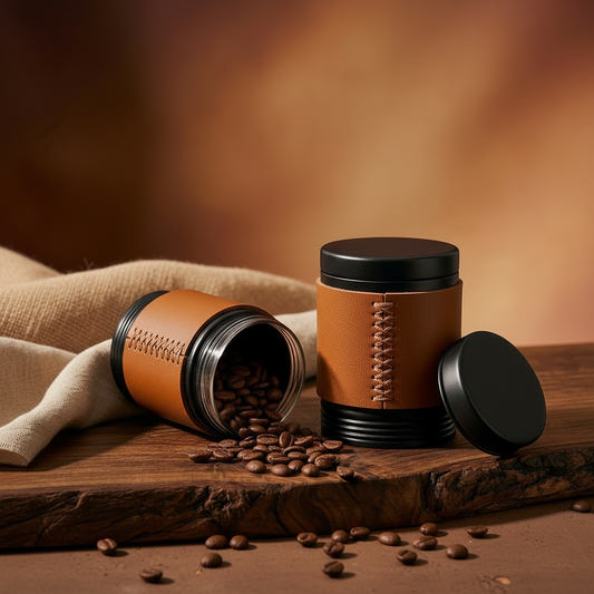 Duo Artisan Leather Vacuum Canisters by Noble Ritual